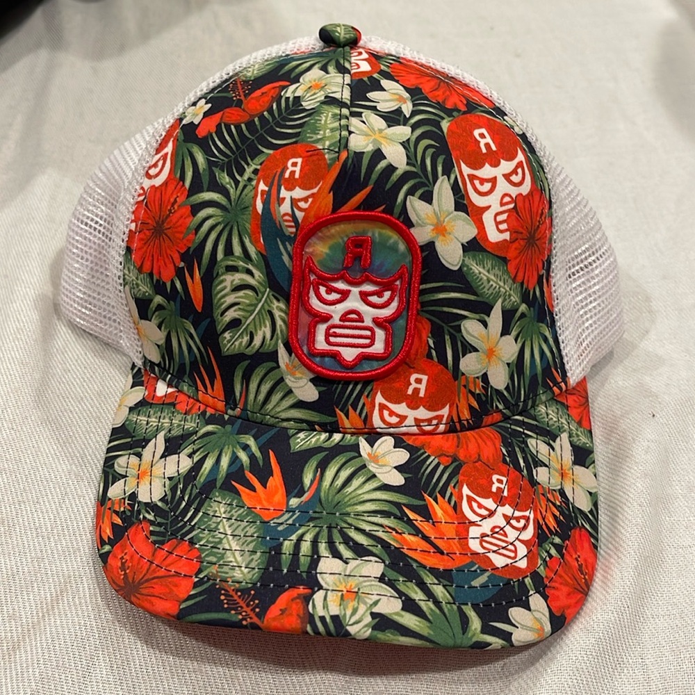 EUC Revman Hat Cap HAWAII theme Revolution Group Luchador plumeria